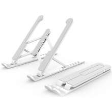 Verstellbarer, faltbarer Laptopständer aus Aluminiumlegierung für Laptops von 10 bis 15,6 Zoll, ergonomisches Design, stabile Silikon-Schutzhülle,