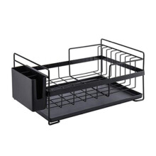 Scolapiatti regolabile in altezza, in acciaio inox, salvaspazio e multifunzionale, colore argento (44,4 x 33,8 x 19,4 cm)