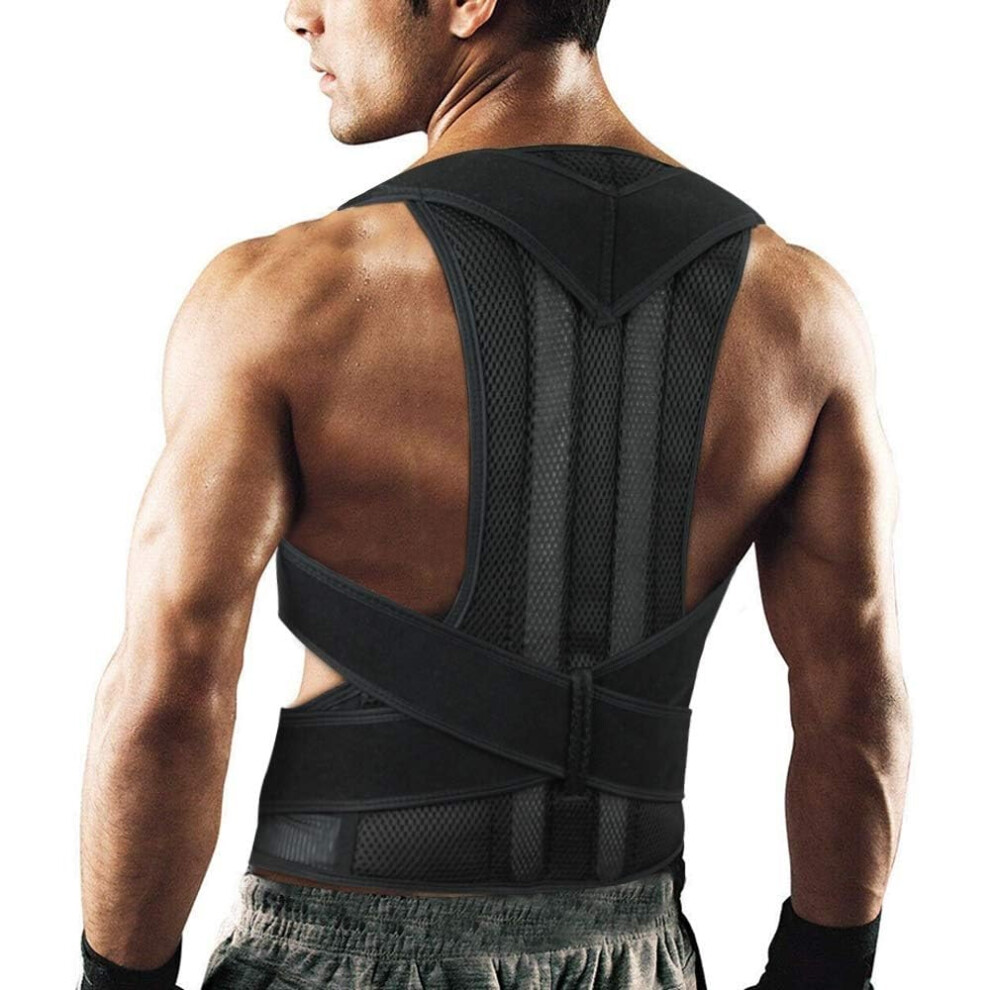 Black Xs5xl Plus Size Posture Corrector Back Support For Women Men, Lumbar Support Shoulder Brace (Xxlarge, )
