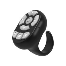 Bluetooth remote control ring for easy page turning. ABS remote control device for flipping pages of ebooks, black.