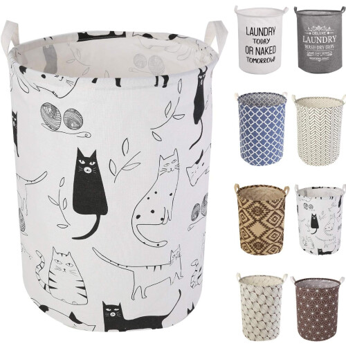 Cotton Canvas Laundry Hamper with Retractable Frame, Foldable Collapsible Design Waterproof Portable Basket, Multi-functional Lightweight Organizer fo