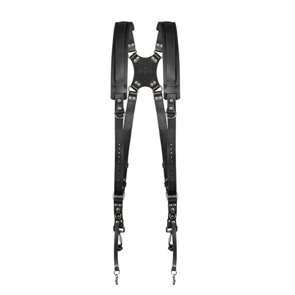 Digital Camera Shoulder Strap, Adjustable Leather Camera Strap, Dual Shoulder Camera Leather Strap For Dslr/Slr And Two Cameras Black 9189345758331