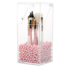 Verstellbarer Make-up-Pinsel-Organizer mit weißen Perlen, für maximalen Komfort auf Schminktischen, Badezimmern und Schlafzimmern.