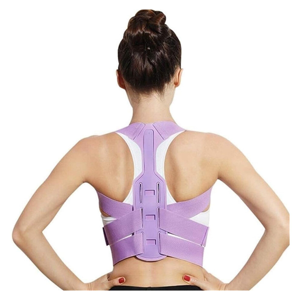 Purple Back Straightener Shoulder Strap Posture Corrector Support Belt, Adjustable Back Posture Corrector (, Medium) M