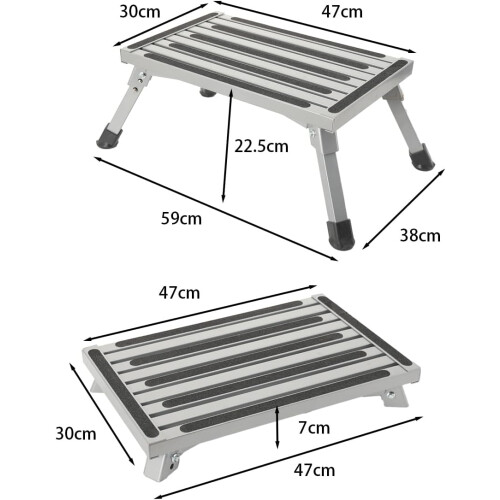 Folding Step Stool, Aluminum Ladder with NonSlip Surface, Max Load 150kg 1