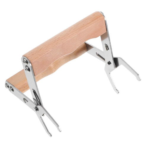 Bee frame lifter with wooden handle for easy removal of frame combs
