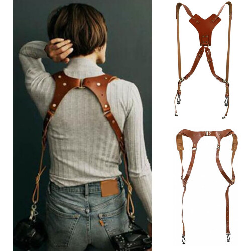 Shoulder Camera Strap for Two Cameras, Universal Leather Strap for Dual Camera, for Work and Travel, Shoulder Camera Strap 2