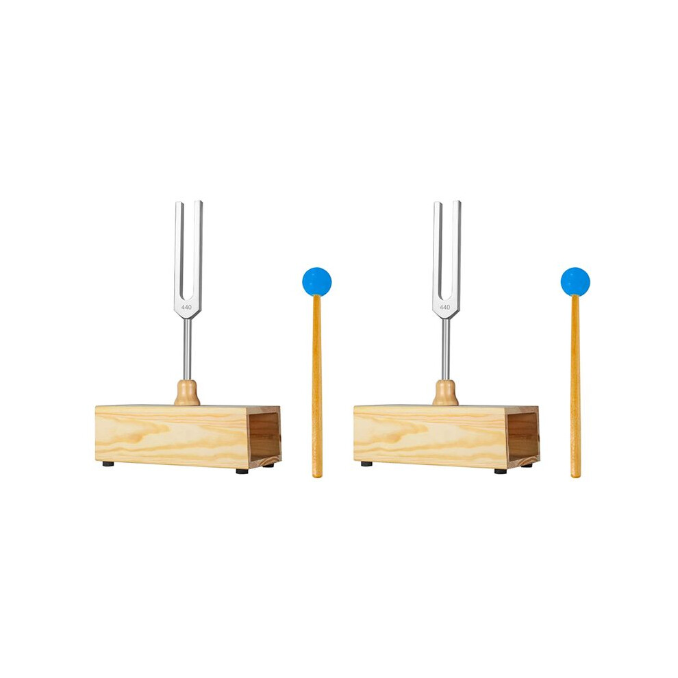 2X 440HZ Tuning Fork,Tuning Fork Resonance Box,for Sound Therapy, Yoga, Meditation and Relaxation