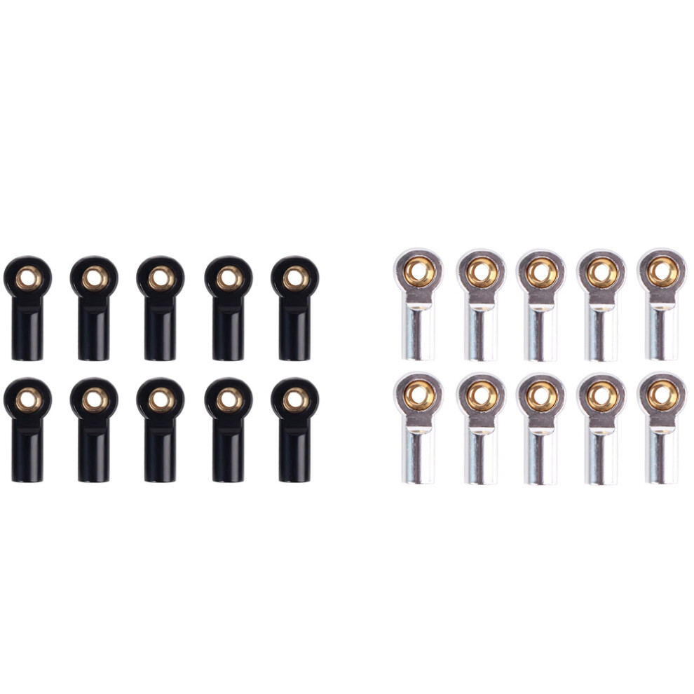 20Pcs Metal M3 Link Tie Rod End Ball Joint For 1/10 Rc Car Crawler Axial Scx10 D90 D110 - 10Pcs & 10Pcs Black/Silver 4713711575632