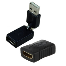 HDMI F/F Female Gender Changer Adapter Coupler for Hdtv & USB 2.0 Male to USB Female 360 Degree Rotation Angle Adapter