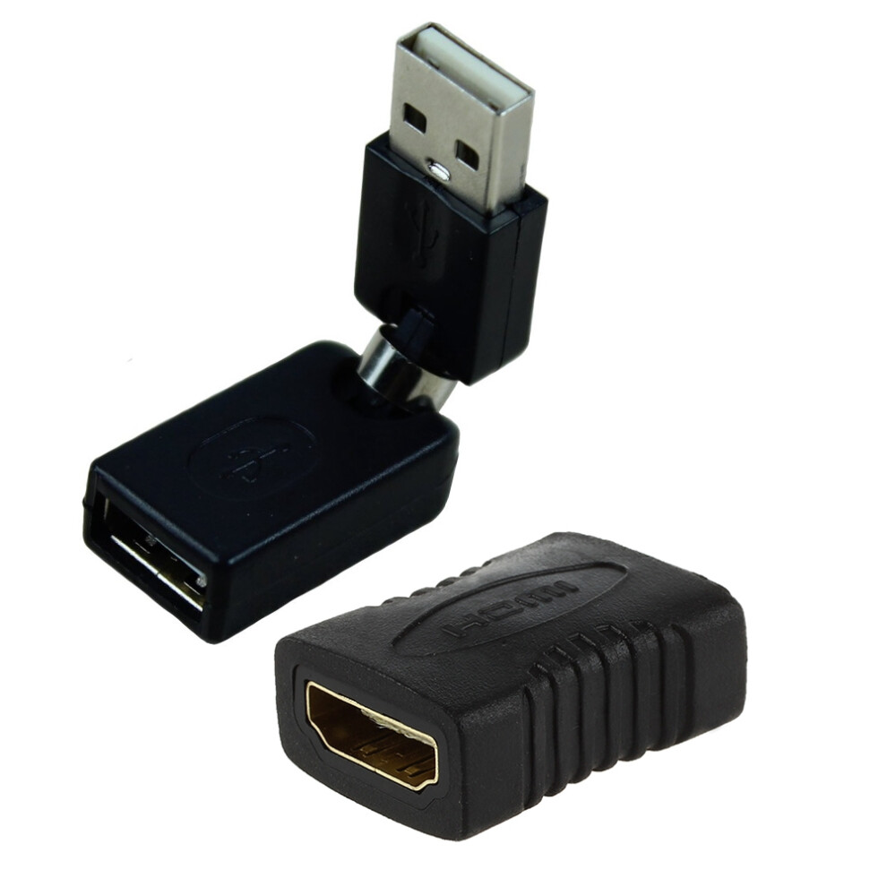 Hdmi F/F Female Gender Changer Adapter Coupler For Hdtv & Usb 2.0 Male To Usb Female 360 Degree Rotation Angle Adapter 6133869967383