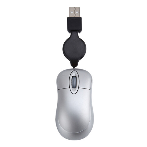 2 Pcs Mini Usb Wired Mouse Retractable Cable Tiny Small Mouse 1600 Dpi Optical Compact Travel Mice- Silver & Blue 1