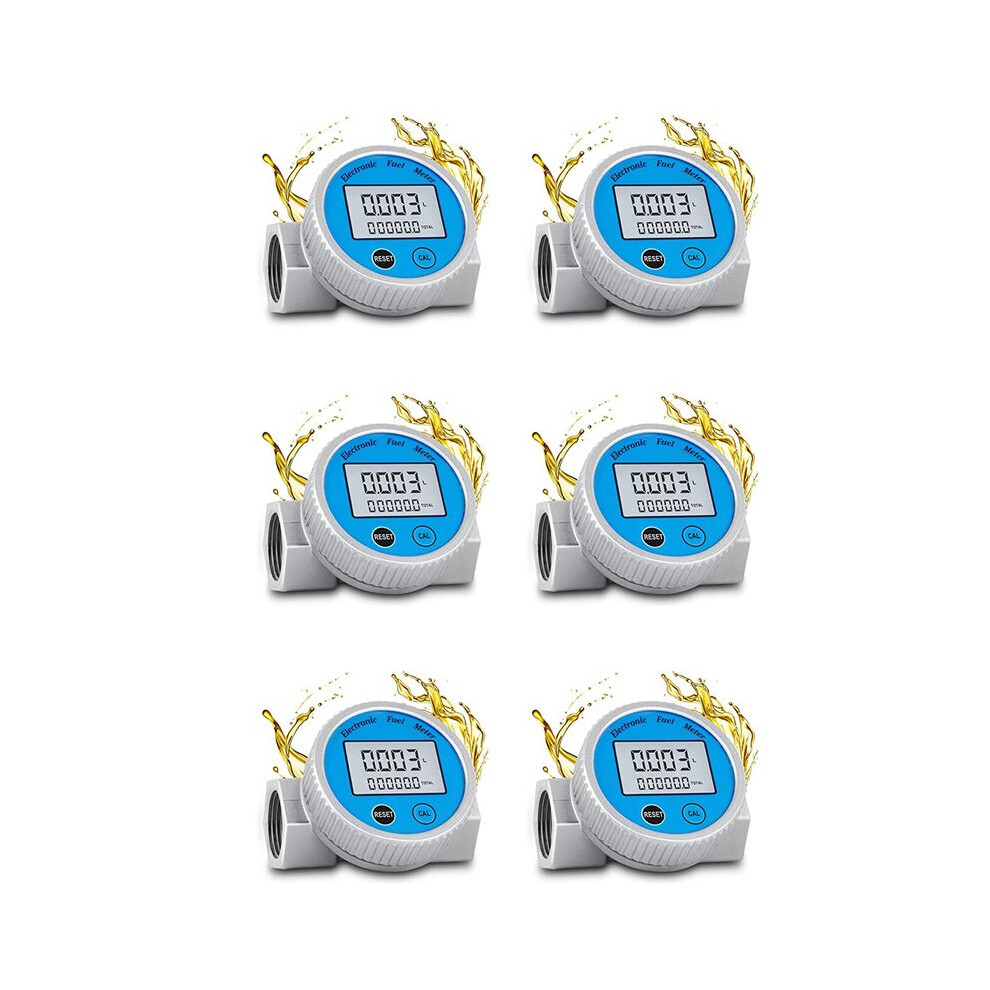 6X Turbine Flow Meter Waterproof Digital Fuel Flowmeter 2.37-26.41Gpm For Water Dieselfuel Methanolkerosene Oil(1In Npt) 4712109665375