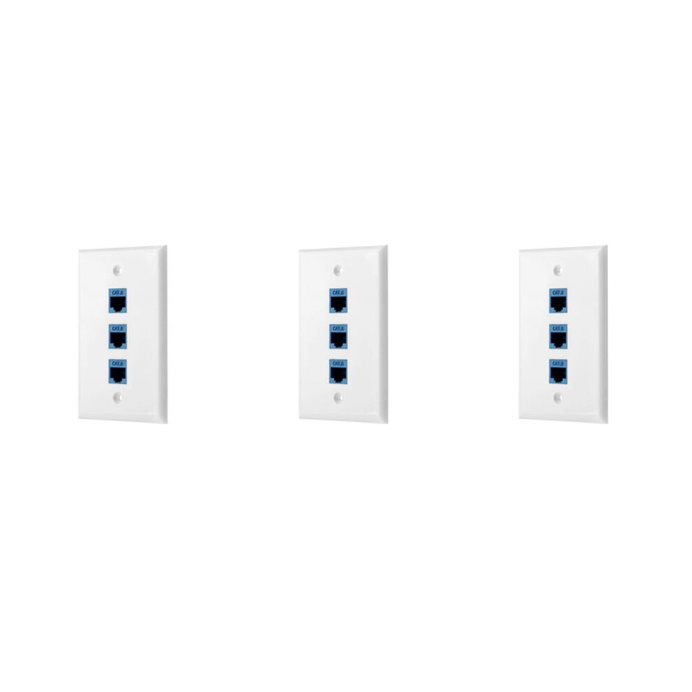 3Pack 3-Port Ethernet Wall Plate, Rj45 Wall Plate With Rj45 Keystone Inline Coupler Insert,Cat6 Keystone Jack Wall Plate 4714004286075