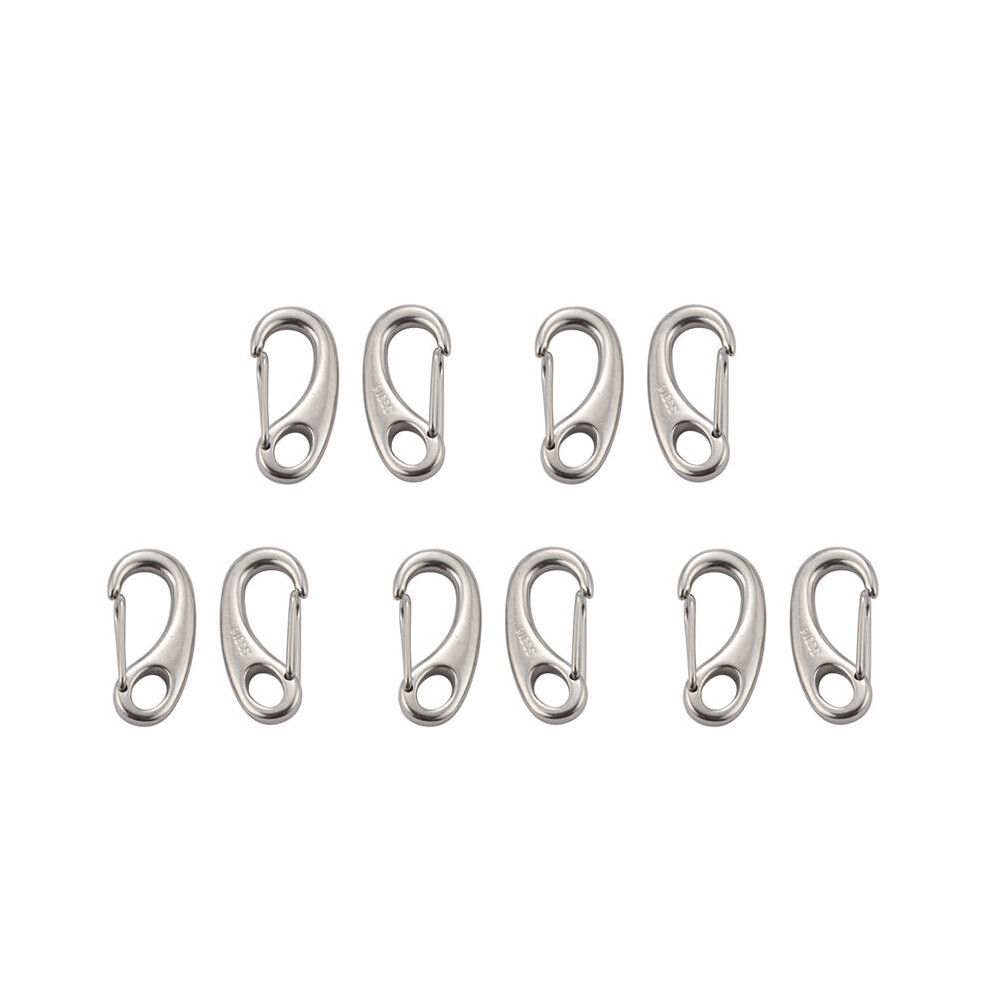 10Pcs Boat Marine Stainless Steel Egg Shape Spring Snap Hook Clips Quick Carabiner Outdoor Buckle 6133443850278