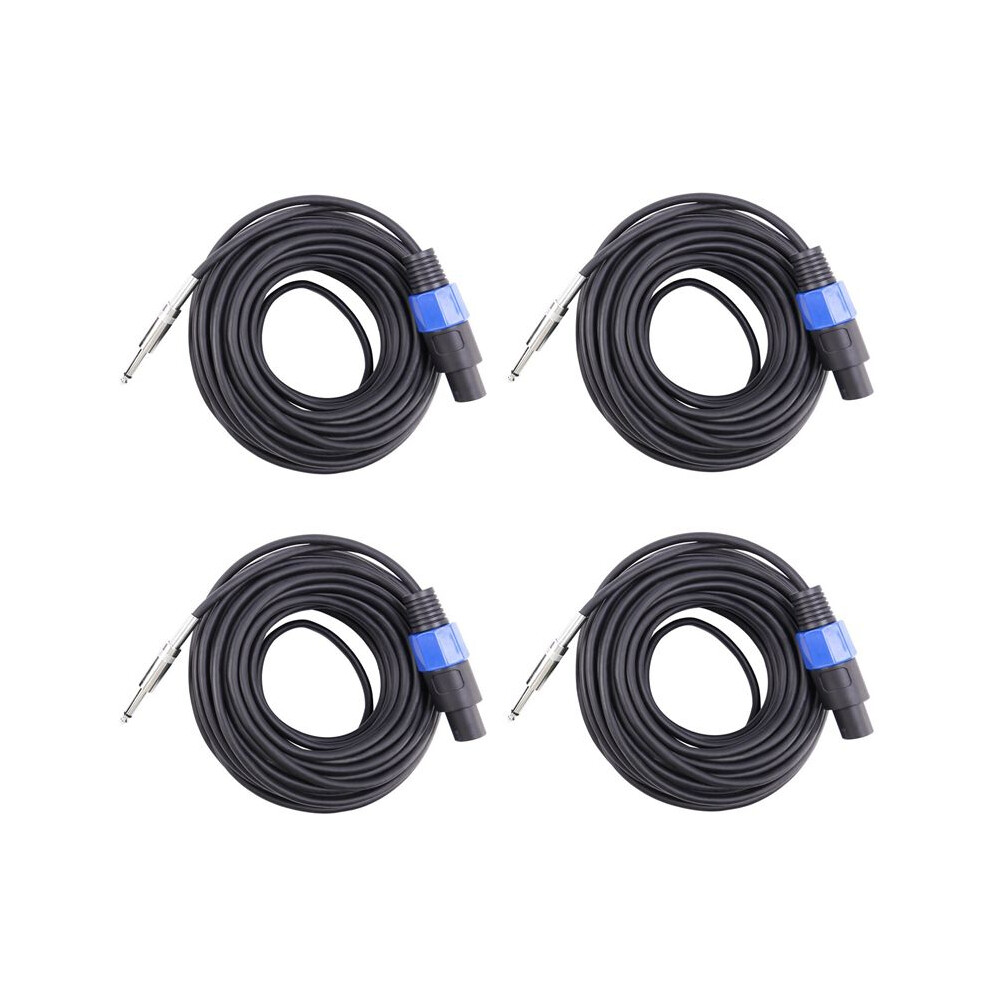 4 Pack 50 Ft Speakon To 1/4 Inch Male Speaker Cables 12 Gauge Awg Wire Audio Amplifier Connection Cord 6.35Mm Wire 4713768559739