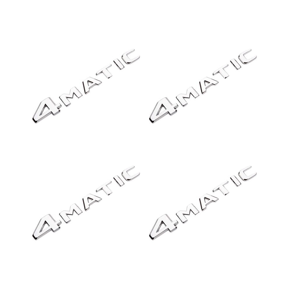 4X 4Matic Auto Trunk Door Fender Bumper Badge Decal Emblem Adhesive Tape Sticker Replacement For Mercedes-Benz Silver 4712654874505