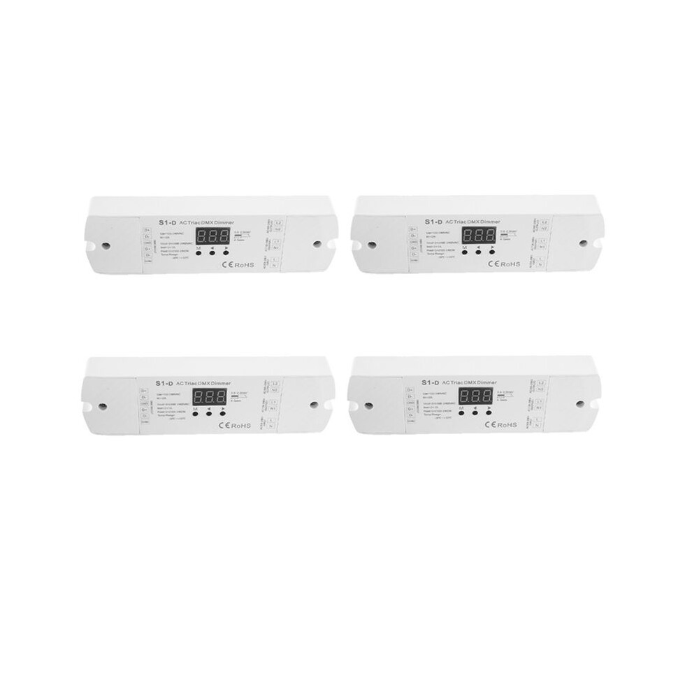 4X Ac100v - 240V 288W 2Ch Triac Dmx Led Dimmer, Dual Channel Output Silicon Dmx512 Led Controller Digital Display S1-D 4712591982394