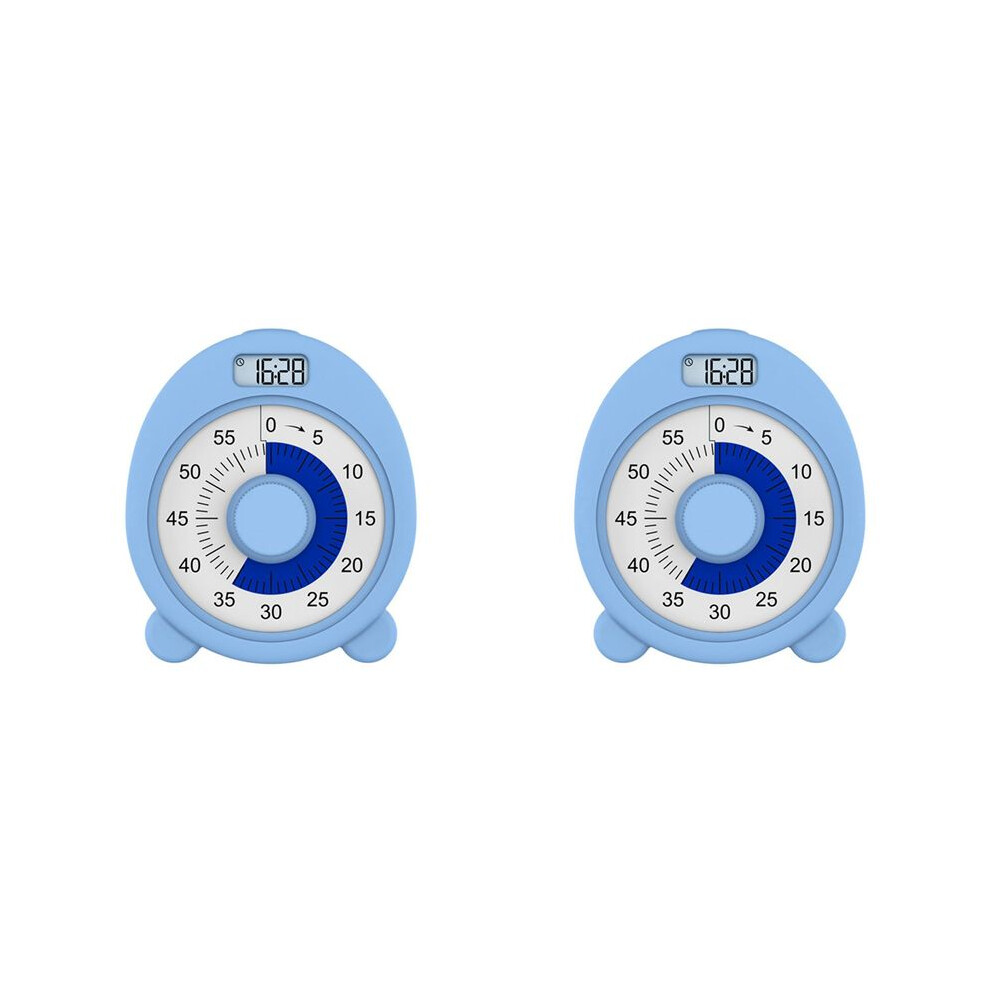 2X Rechargeable Visual Timer With Clock Night ,60 Minute Countdown Timer For Kids Adults With Low Battery Reminder Light