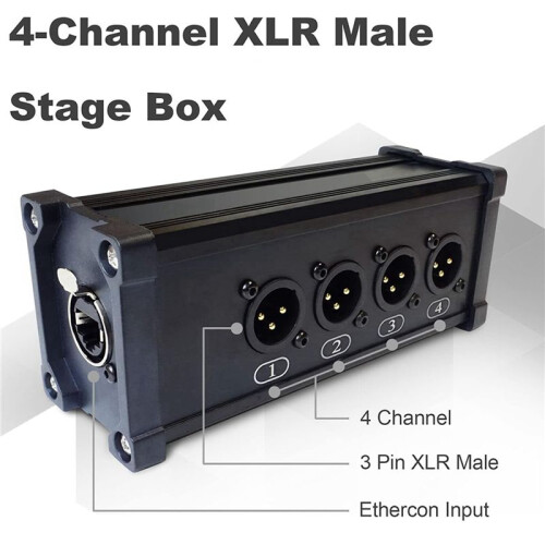 2X 4-Channel 3-Pin Ethercon Cable Extender,XLR Network Cable Multi Extender for Stage Lighting and Recording Studio,XLR 2