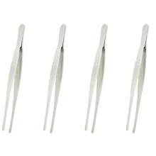 4pcs 5.5 Inch Long Silver Tone Stainless Steel Round Tip Tweezers