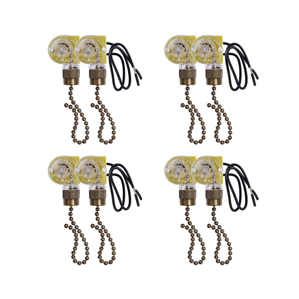 Ceiling Fan Light Switch Zing Ear Ze-109 Two-Wire Light Switch With Pull Cords For Ceiling Light Fans Lamps 8Pcs Bronze 4712491636298