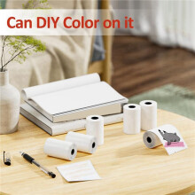 12 Roll Pocket Printer Sticker Paper, 30 X 57mm Self-Adhesive Thermal Paper for Pocket Printer,Black White