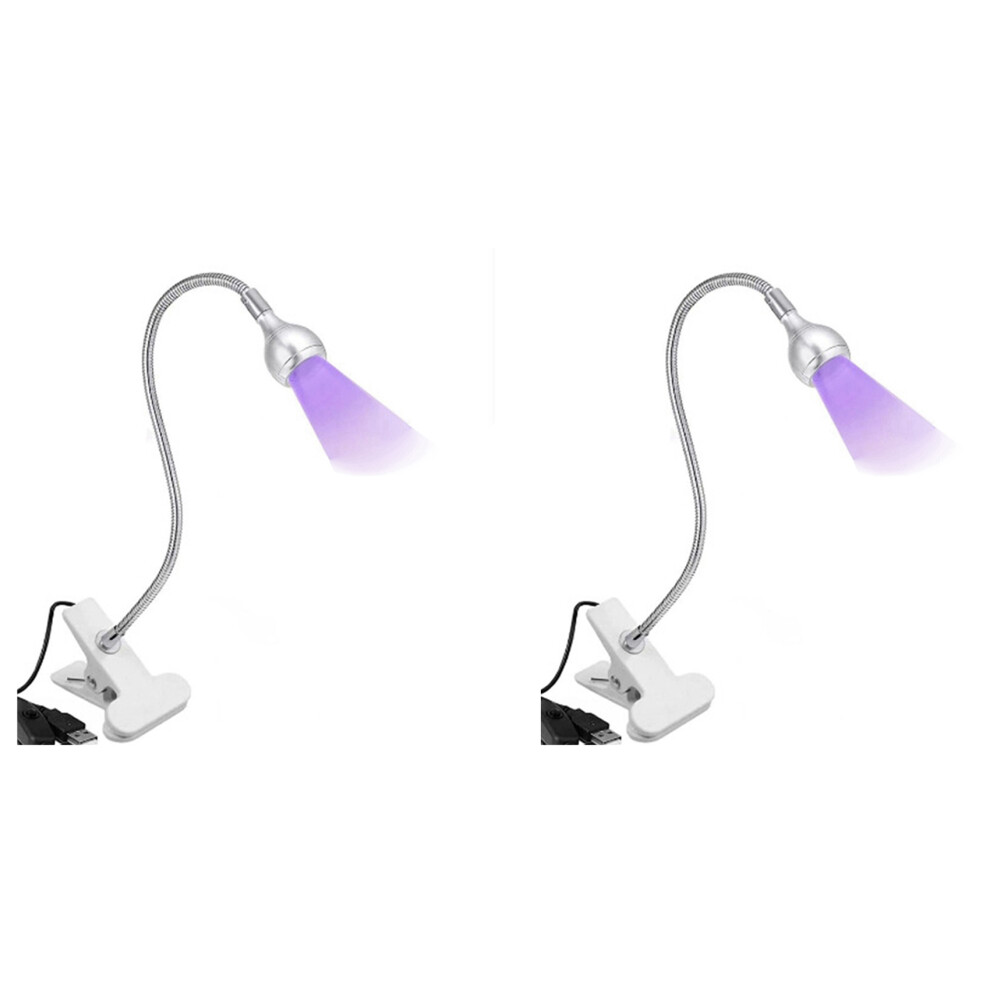 2X UV LED Nail Lamp - Mini LED Nail Lamp Gel X Lamp for Nails with Securing Clip Rotatable LED Light, Silver