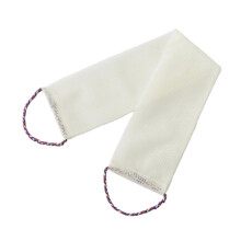 Body scrubber for the shower with handles, exfoliating towel for men and women, white