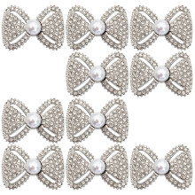 10Pcs Bowknot Shaped Waist Buckles Clasps-silver Crystal model