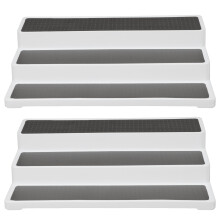 Duurzaam, waterdicht kruidenrek met 3 lagen voor in de keukenkast, met antislip kunststof planken, uitschuifbaar opbergsysteem met trapvormige