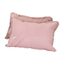 Checkered Pillowcase Durable Washed Cotton Pillow Cover-Pink