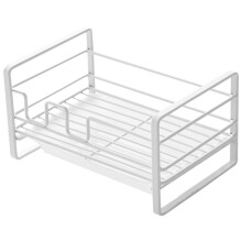 Scolapiatti salvaspazio con fondo cavo, organizzazione della cucina con vaschetta di raccolta scolapiatti rimovibile, struttura in ferro antiruggine