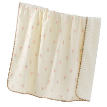 Cotton Gauze Dotted Fleece Backing Throw Blanket-tulip1