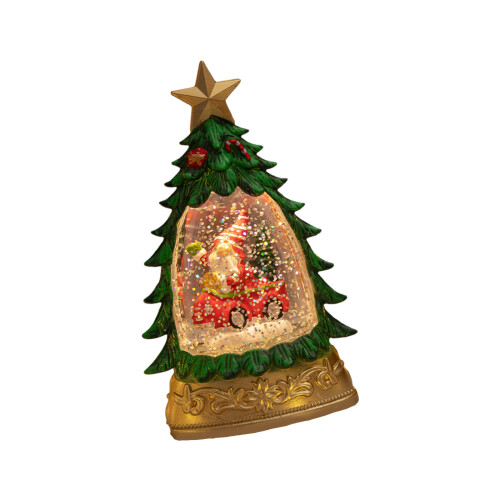 Christmas Tree Snow Globe Lamp LED Lighted-Small Green Car Old