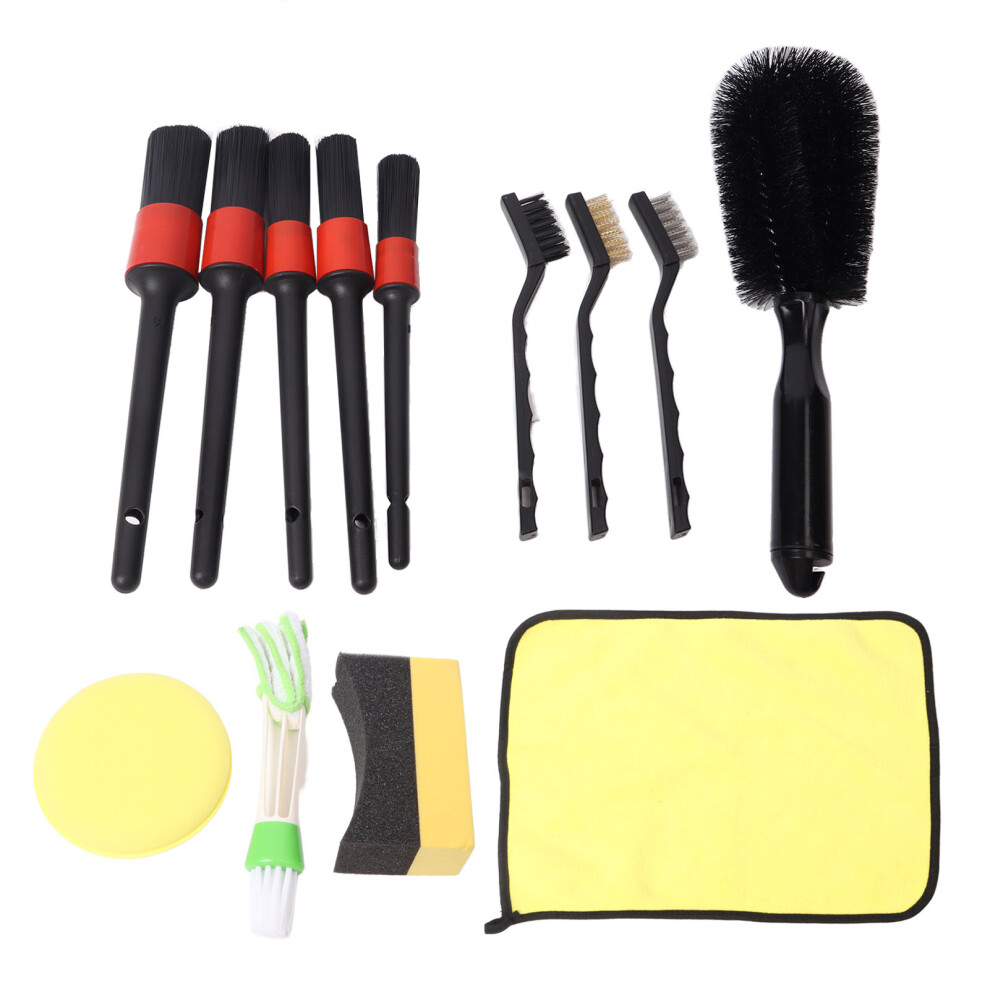 Car Interior Cleaning Kit, Auto Car Detailing Brush Set W/ Various Sizes Wire Brush & Soft Bristle Tools 4 Efficient Dashboard Wheel Engine Cleaning 9139052977839