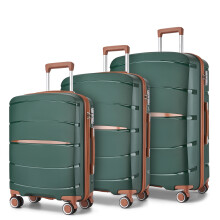 Green Brown PP Suitcase Set 20+24+28'' with TSA Lock