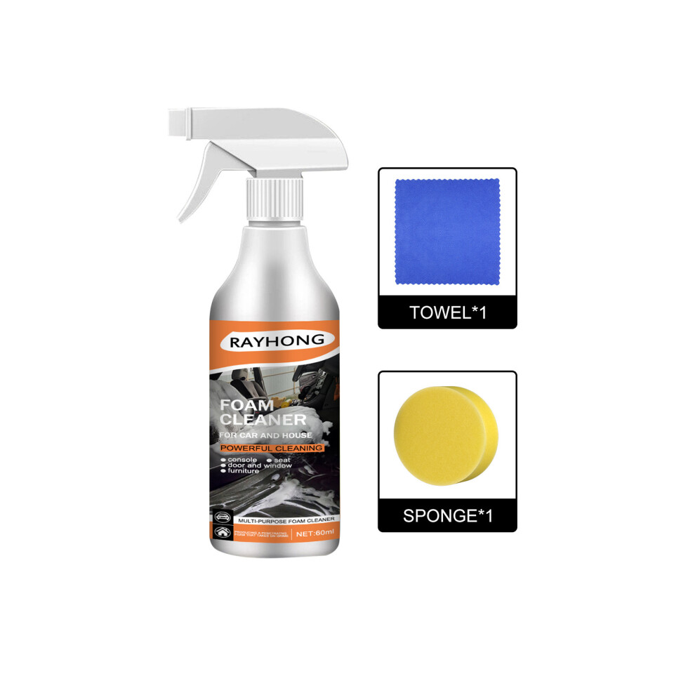 (60Ml Set) Car Multifunctional Foam Cleaner Car Fabric Seat Steering Wheel Plastic Stain Cleaning 6900054949154