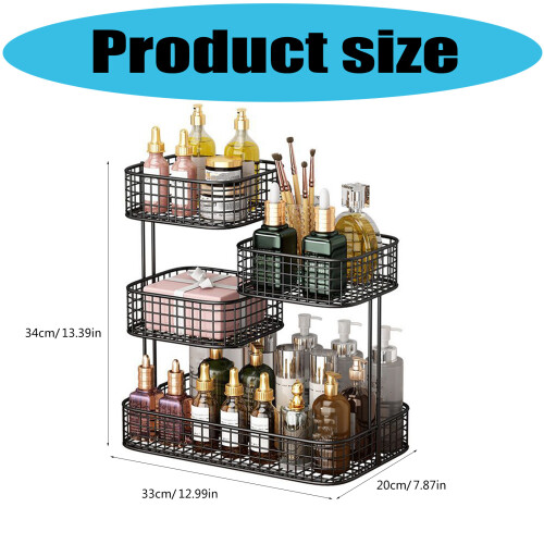 Versatile Metal Desktop Shelf 4 Layer Storage For Beauty-Black 2