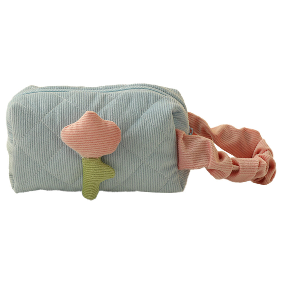 Aesthetic Cosmetic Pouch, Tulip Embroidery Decoration, Quilted Toiletry Bag with Large Capacity, Retro Korean Design for Portable Makeup Pouch (Set of