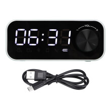 Digitális ébresztőóra Bluetooth hangszóróval, LED kijelzővel, kettős ébresztő funkcióval, mélynyomóval, hordozható zenelejátszóval,