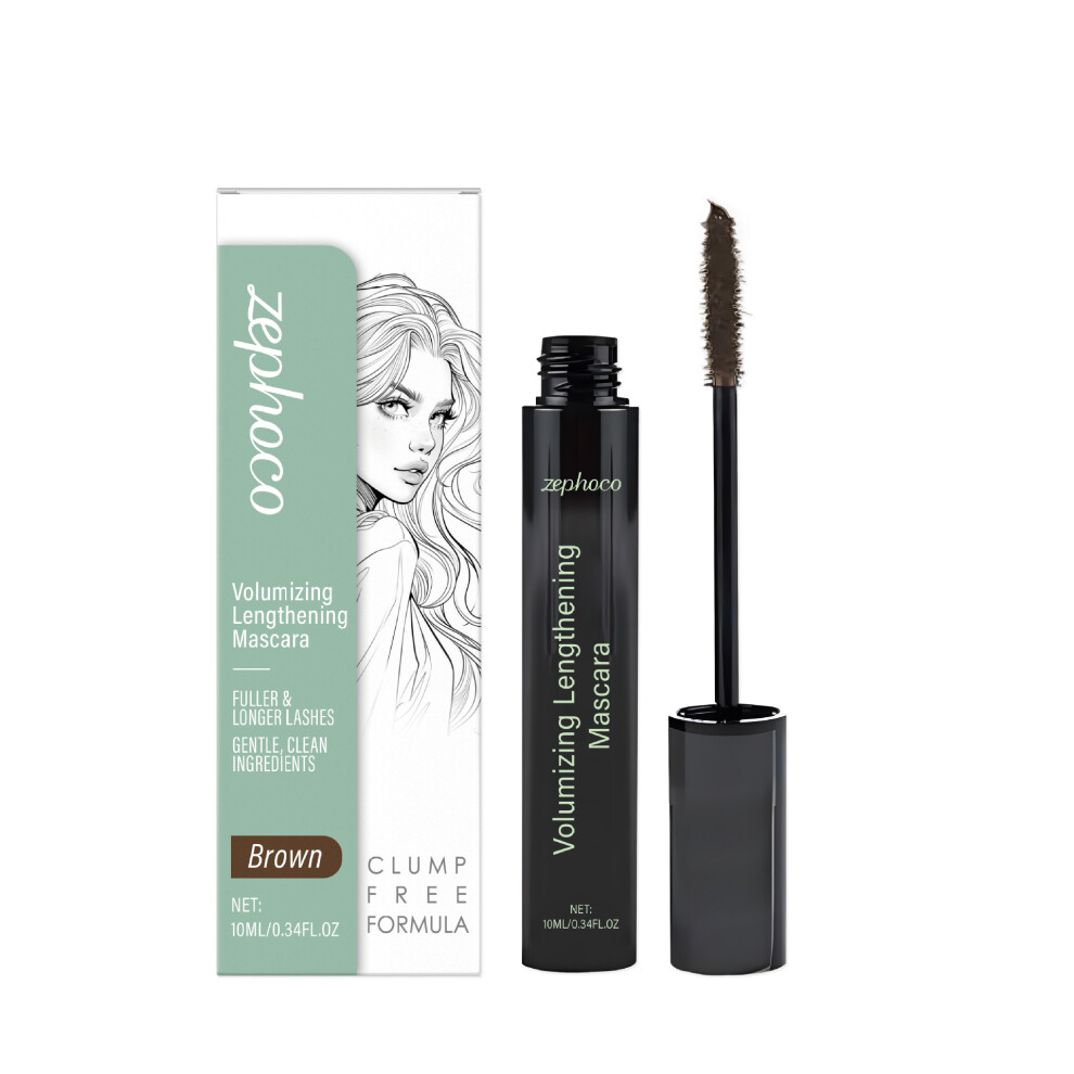 (Brown 10ml) Mascara Portable mascara with natural curly and plump eyes, without makeup, no clumping, portable mascara
