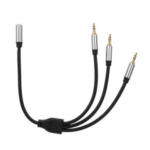 AUX elosztókábel 3,5 mm-es audioeszközökhöz, Audiokábel 1 anya - 3 apa 30 cm-es aranyozott tiszta réz csatlakozó telefonhoz, PC