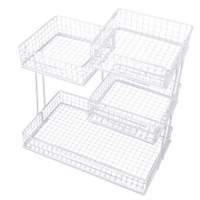 Contemporary 4 Layer Metal Makeup Shelf Durable-White