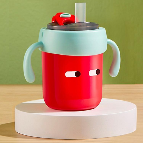 (Κόκκινο) Κύπελλο Sippy από ανοξείδωτο ατσάλι 300ml με ζυγαριά, λαβές, φορητό κύπε