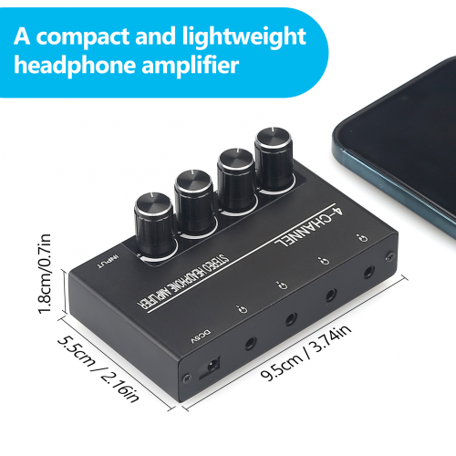 4 Channel Headphone Amplifier, with 3.5MM Output &3.5MM Audio Input 1