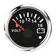 Misuratore di tensione voltmetro da 52 mm 8-16 volt per yacht marino nero