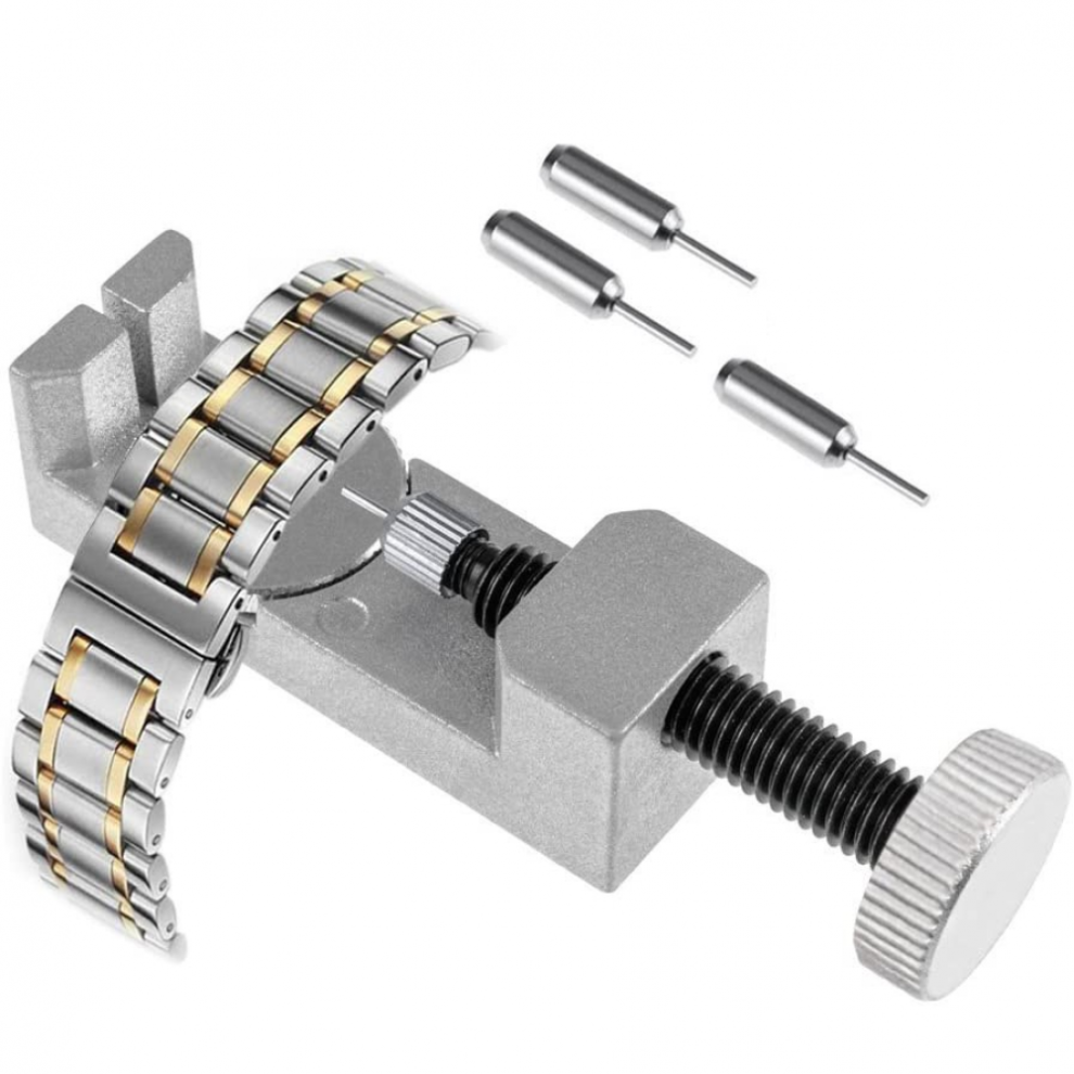(Silver)Watch Strap Link Pin Remover Pin Remover Watch Band Tool Repair Kit For Watchmakers With 3 Extra Pins 6921102210422