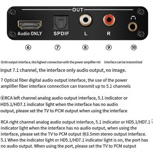 Συμβατό με τον μετατροπέα EARC ARC Audio Extractor 192Khz, προσαρμογέα EARC σε Audio Extractor για D 2