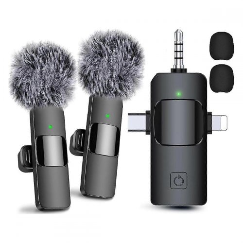 3 in 1 Wireless Lavalier Microphones for IPhone, Android, Camera, USB-C Microphone, Mini Microphone